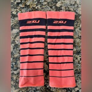 2XU Orange & Grey Stripe Compression Calf Socks Sz. X-Small